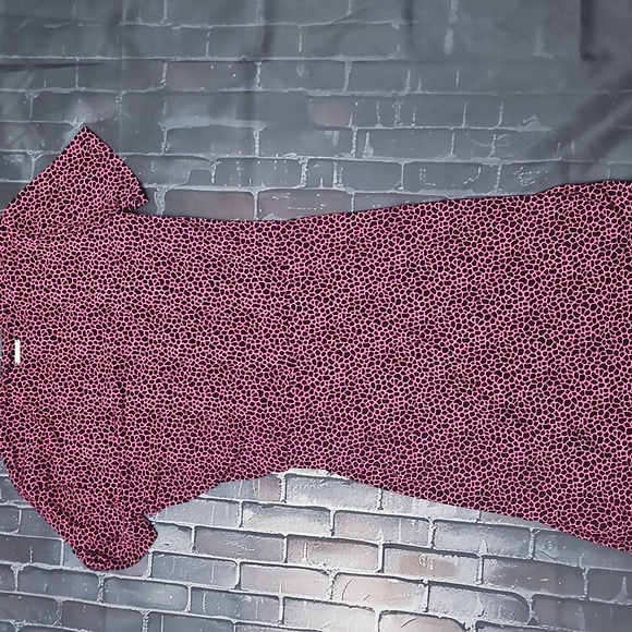 Michael Kors Cerise Pink Animal Print Ruched Faux-Wrap Sheath Dress nwt - Picture 3 of 9